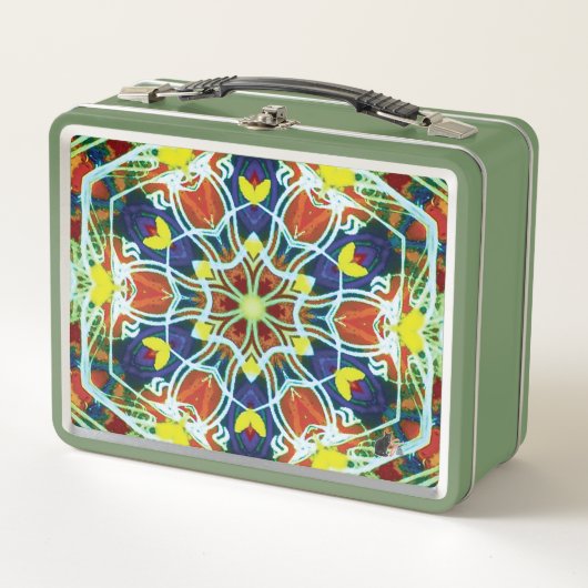 Rieten Kaleidoscoop Metalen Lunchbox (Voorkant)