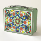Rieten Kaleidoscoop Metalen Lunchbox (Achterkant)