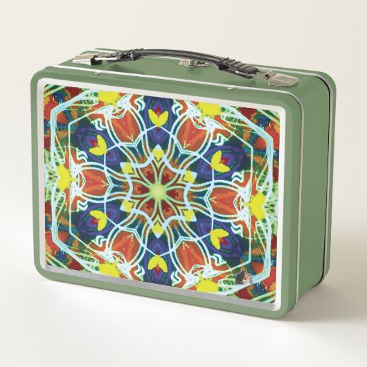 Rieten Kaleidoscoop Metalen Lunchbox (Achterkant)