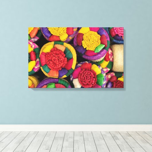 Rieten manden canvas afdruk (Insitu (Houten vloer))