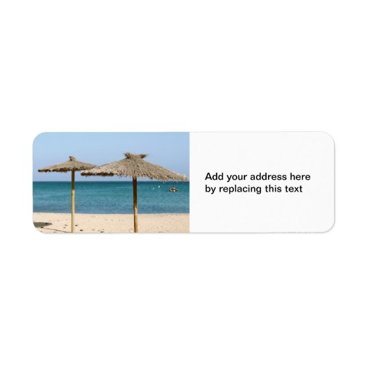 Rieten strandparasols etiket (Voorkant)