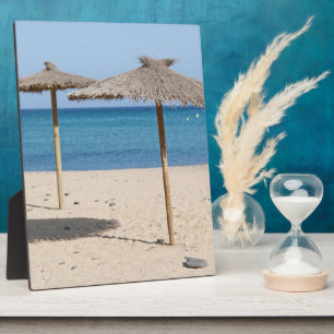 Rieten strandparasols fotoplaat