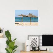 Rieten strandparasols poster (Thuiskantoor)