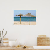 Rieten strandparasols poster (Keuken)