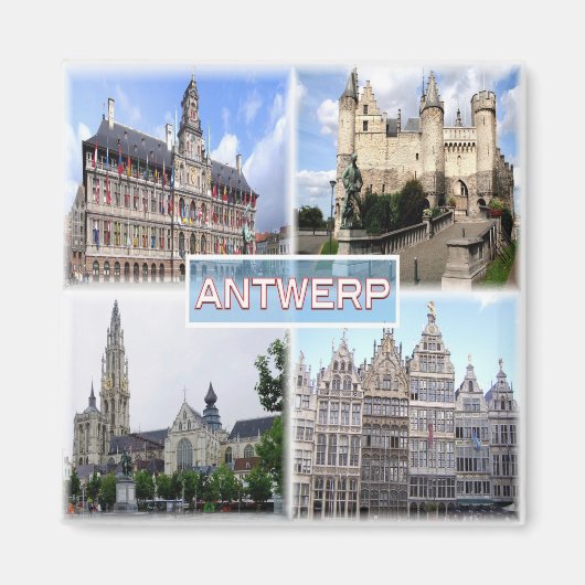 Rif. BE Antwerpen, Stadhuis, Het Steen, Koelkast Magneet (Voorkant)