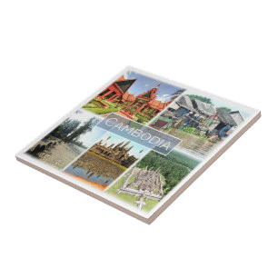 Rif. KH * Cambodja, Angkor Wat, Phonom Penh Tegeltje