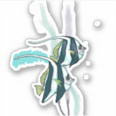 Rifbannervissen, gestreepte vis, onderzeese nautis sticker (Voorkant)