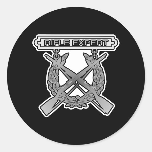 Rife Expert USMC Zwart Ronde Sticker (Voorkant)