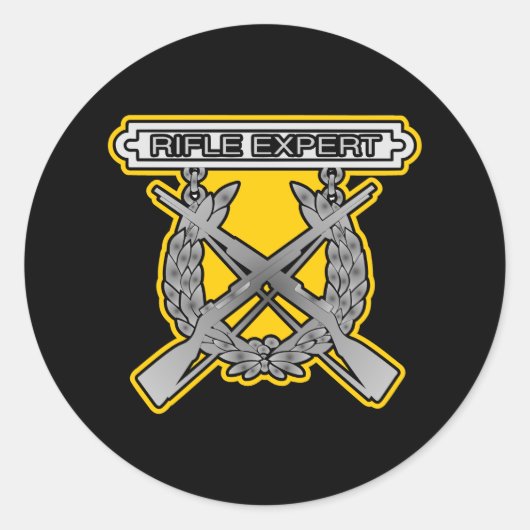 Rife Expert USMC Zwart Ronde Sticker (Voorkant)