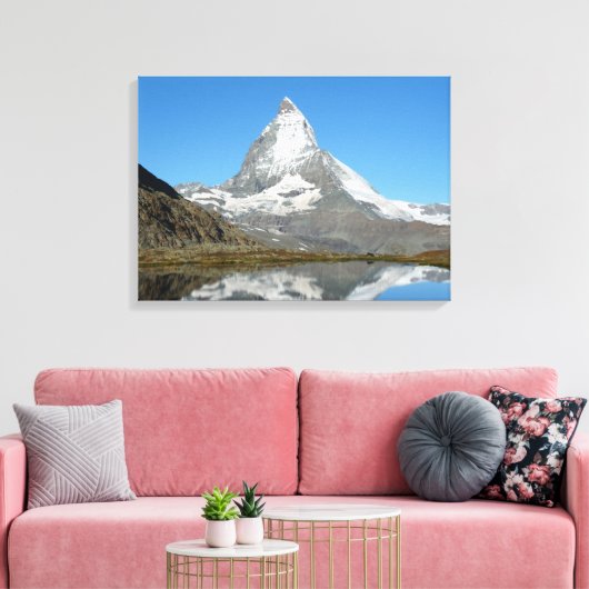 Riffelsee en Matterhorn Canvas Afdruk (Insitu (Woonkamer))