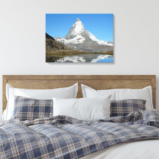 Riffelsee en Matterhorn Canvas Afdruk (Insitu (Slaapkamer))