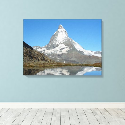 Riffelsee en Matterhorn Canvas Afdruk (Insitu (Houten vloer))