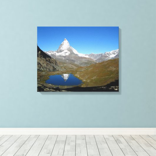 Riffelsee Matterhorn Reflection Canvas Afdruk (Insitu (Houten vloer))