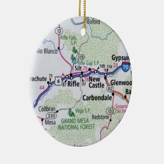 Rifle Colorado Map Keramisch Ornament (Rechts)