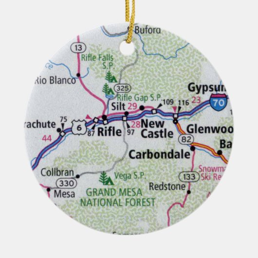 Rifle Colorado Map Keramisch Ornament (Voorkant)