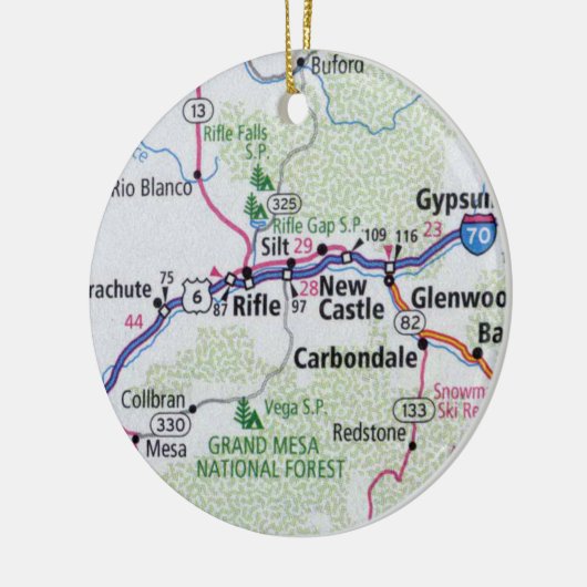 Rifle Colorado Map Keramisch Ornament (Links)