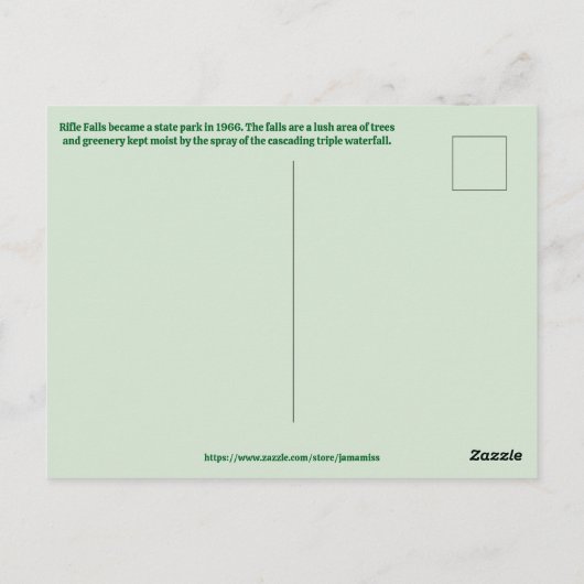 Rifle Falls State Park Briefkaart (Achterkant)