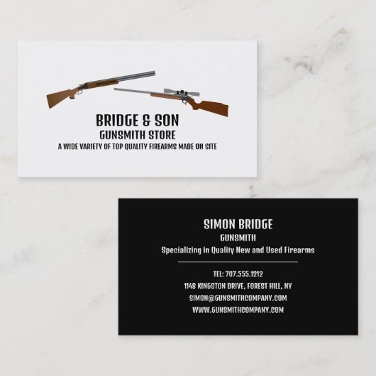Rifle & Shotgun, Gunsmith, Gunstore Visitekaartje (Voorkant / Achterkant)