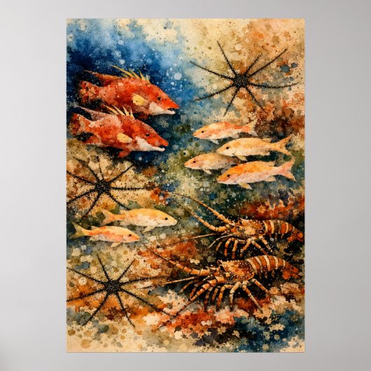 Rifleven Granulair Aquarel Kunst Poster (Voorkant)