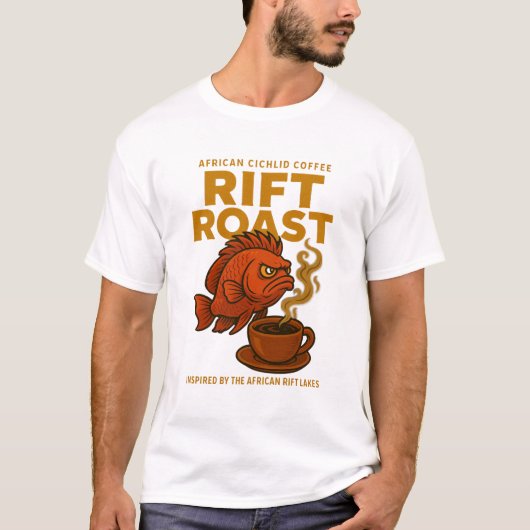 Rift Roast - Afrikaans Cichlid Koffie Label T-shirt (Voorkant)