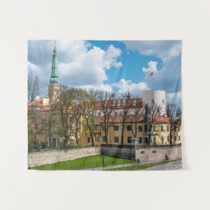Riga Castle tijdens de zonnige dag in Riga, Letlan Wandkleed