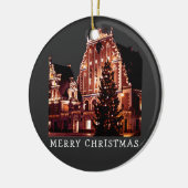 Riga House of the Blackhead met kerstboom Keramisch Ornament (Links)