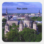 Riga, Latvia cityscape Vierkante Sticker (Voorkant)