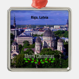 Riga, Latvia, Merry Christmas, Metalen Ornament