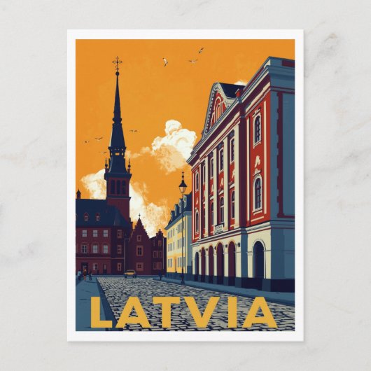 Riga Latvia Old Town Retro Briefkaart (Voorkant)