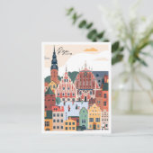 Riga Letland Art Vintage Travel Illustratie Briefkaart (Staand voorkant)