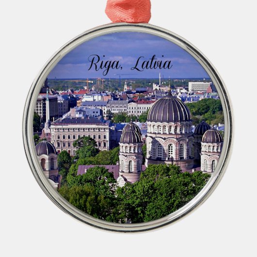 Riga, Letland cityscape Metalen Ornament (Voorkant)