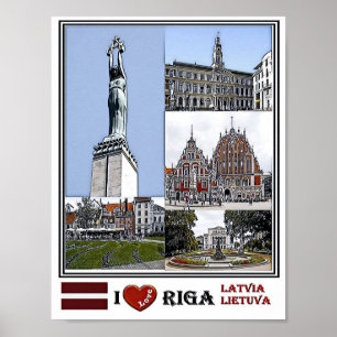 Riga Letland - de stad Riba - het Livu-plein - Poster