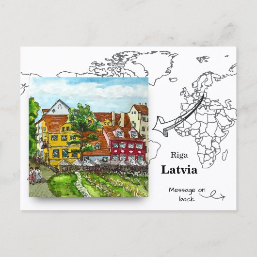 Riga Letland Oude Stad plein Briefkaart (Voorkant)