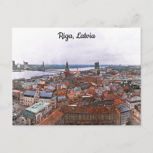 Riga, Letland Panorama Uitzicht Briefkaart (Voorkant)