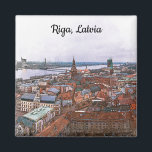 Riga, Letland Panorama Uitzicht Magneet<br><div class="desc">Prachtige Riga Letland Magnet met een panorama uitzicht over de Letse hoofdstad met zijn bezienswaardigheden en belangrijke gebouwen met een unieke architectuur. Geweldig reisgeschenk idee en souvenir.</div>