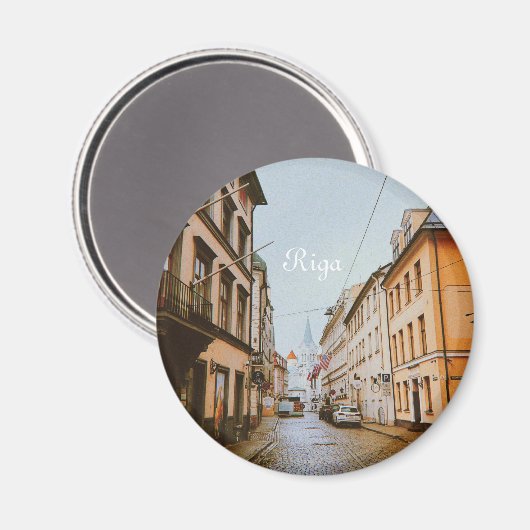 Riga, Letland Stadsbeeld Magneet (Voorkant / Achterkant)