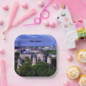 Riga, Letland stadsgezicht Papieren Bordje (Feest)