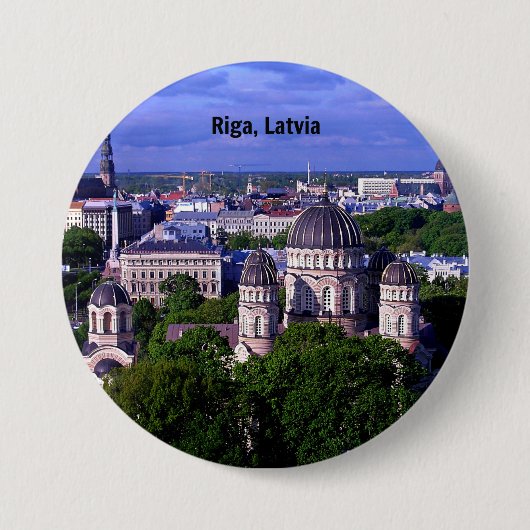 Riga, Letland stadsgezicht, Ronde Button 7,6 Cm (Voorkant)