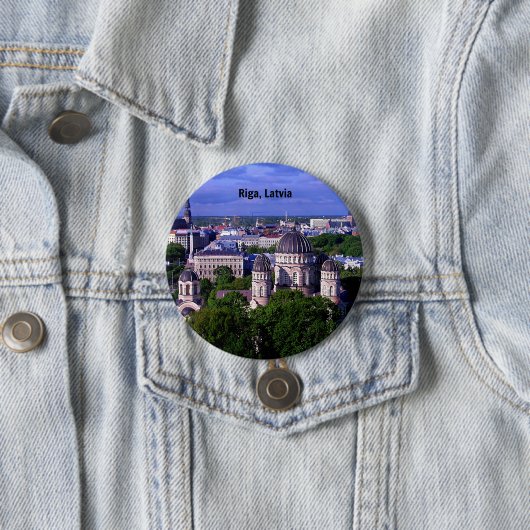 Riga, Letland stadsgezicht, Ronde Button 7,6 Cm (In situ)