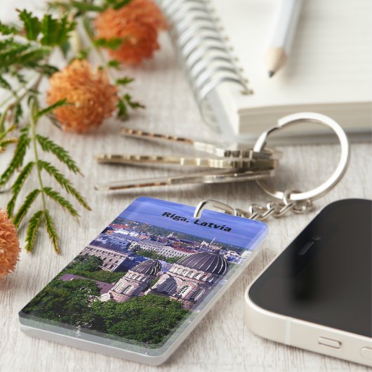 Riga, Letland stadsgezicht Sleutelhanger (Voorkant Rechts)