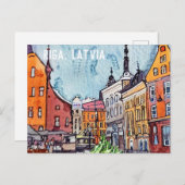 Riga Letland Town Square Briefkaart (Voorkant / Achterkant)