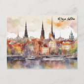 Riga, Letland Waterverf Stad Uitzicht Briefkaart (Voorkant)