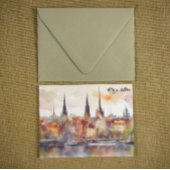 Riga, Letland Waterverf Stad Uitzicht Briefkaart