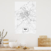 Riga, Letland (zwart op wit) Poster (Keuken)