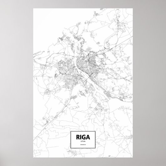 Riga, Letland (zwart op wit) Poster (Voorkant)