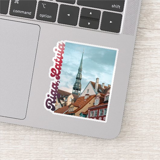 Riga Old Town photo, Latvia souvenir, laptop Sticker (Detail)