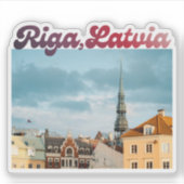 Riga Old Town photo, souvenir from Latvia Sticker (Voorkant)
