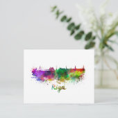Riga skyline in watercolor briefkaart (Staand voorkant)