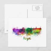 Riga skyline in watercolor briefkaart (Voorkant / Achterkant)
