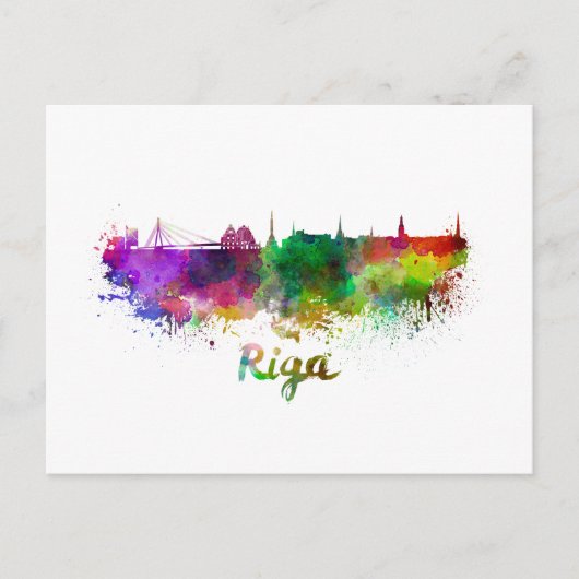 Riga skyline in watercolor briefkaart (Voorkant)